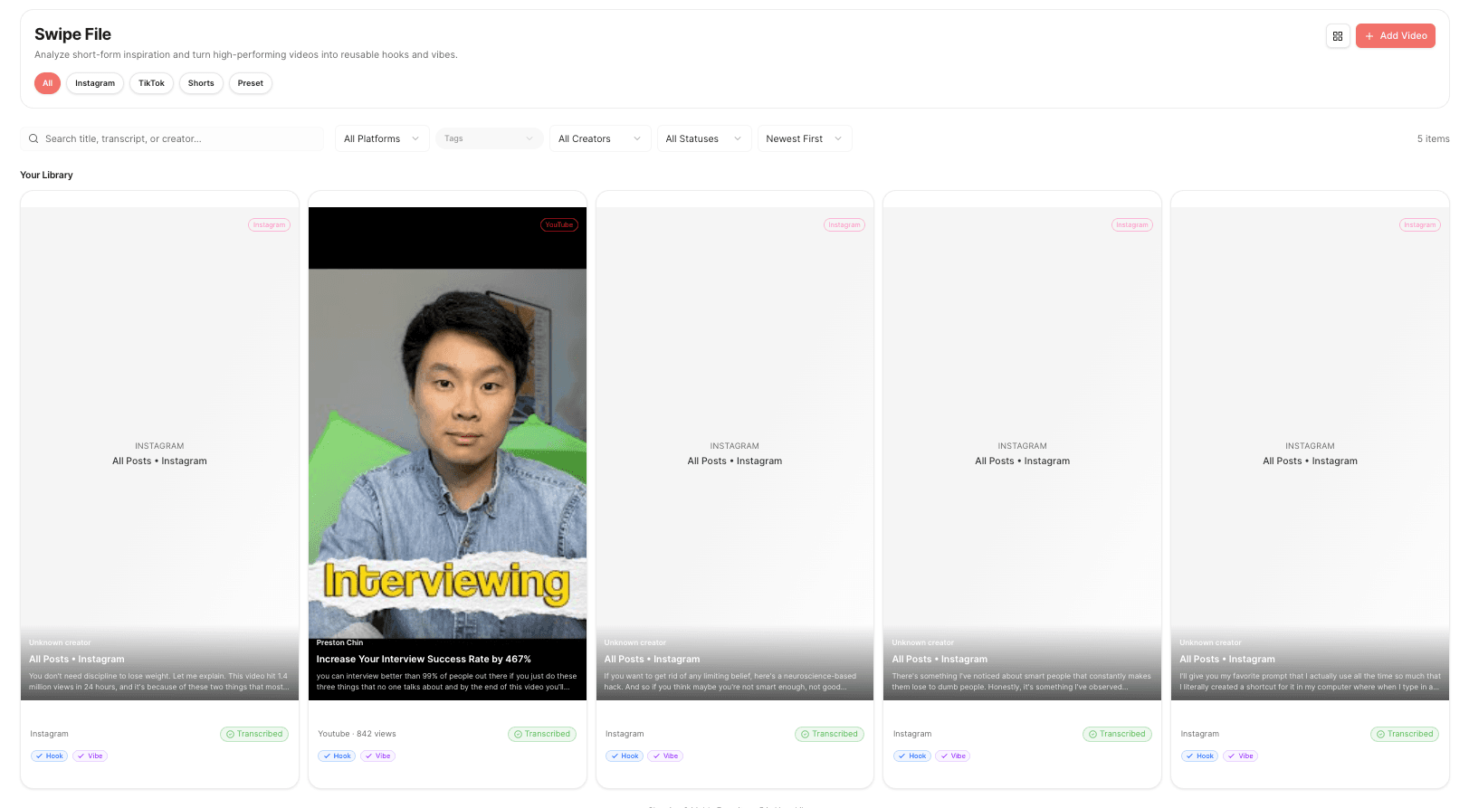 Melda Swipe File grid view
